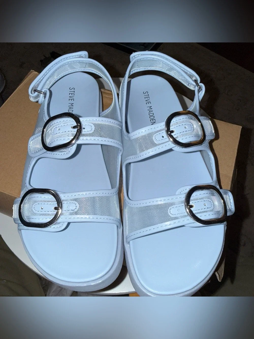 Steve Madden Kids Blue Double-Buckle Sandals